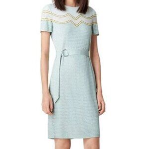 Tory Burch Tile Print Belted Sheath Dress, Size M